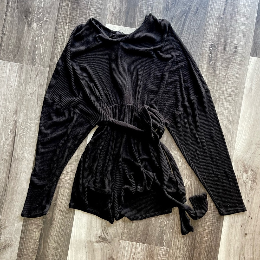 black ribbed romper